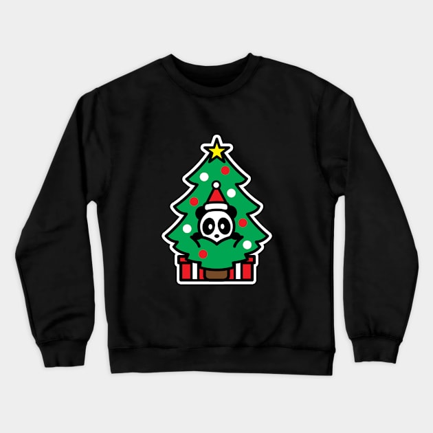 Panda Christmas Tree Bambu Brand Present Gift Stocking Crewneck Sweatshirt by Bambu